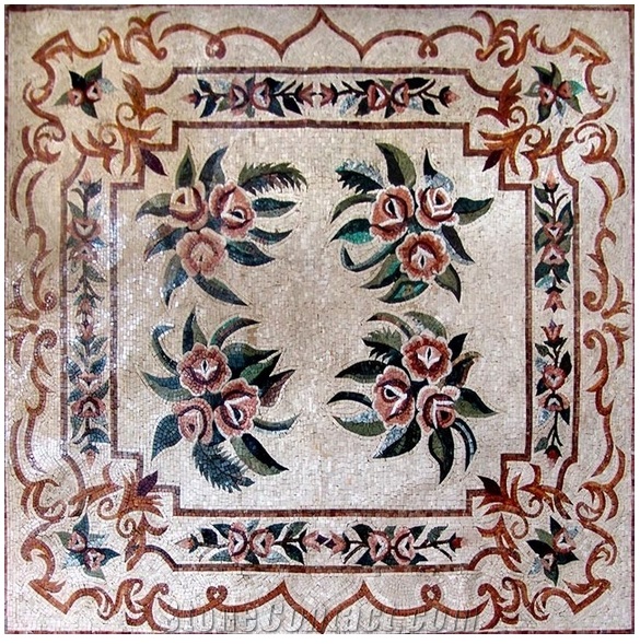 Square Rectangle Flower Marble Stone Waterjet/Medallion Pattern Inlay for Floor/Waterjet Marble Medallion Design
