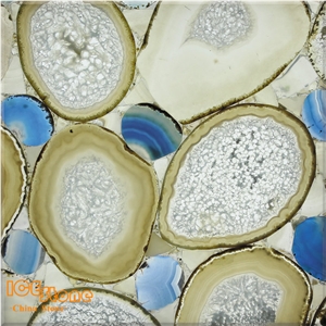 White Agate with Blue Semi Precious Stone Panels Gemstone Slabs White Agate with Blue Semi Precious Stone Panels Gemstone Slabs