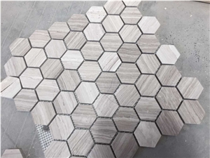White Wood Marble Chenille Mosaic Tiles/ Hexagonal 1 Inch/ Customized Size Design/ Polished Surface Garden & Balcony Kitchen Marble and Glass Mosaic White Wood Marble Chenille Mosaic Tiles/ Hexagonal 1 Inch/ Customized Size Design/ Polished Surface Garden & Balcony Kitchen Marble and Glass Mosaic