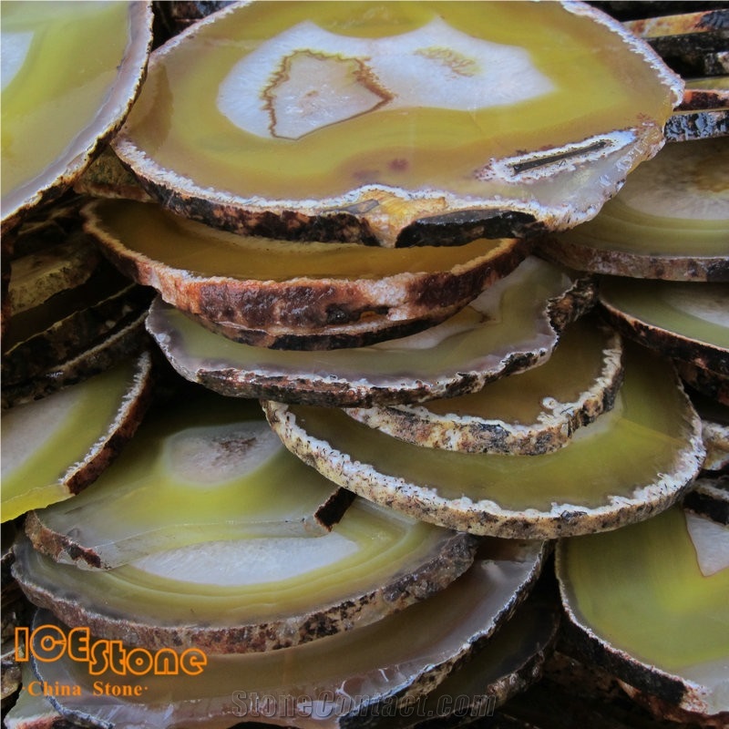 Yellow Agate Slices/ Yellow Agate Precious Stone Slabs/Yellow Gemstone Panels