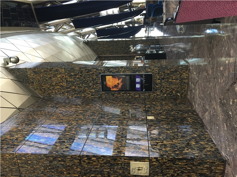 Yellow Tiger Eye Semi Precious Stone Slabs Tiles Wall Coving Tiles for Hotel Project