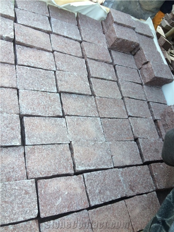 Chinese Porphyry Red Paving Stone,Cube Stone, Cobble Stone, Paving Set