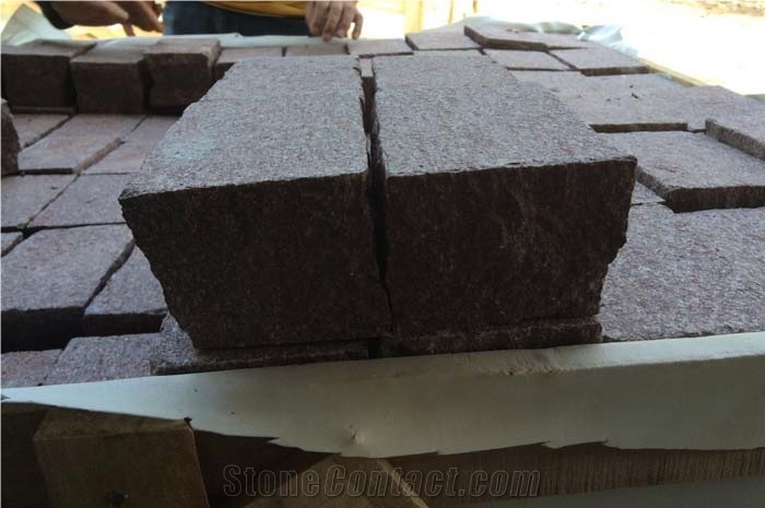 Chinese Porphyry Red Paving Stone,Cube Stone, Cobble Stone, Paving Set