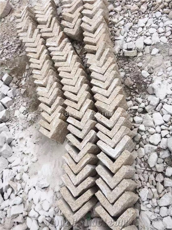 G682 Sunset Gold, Rustic Yellow Granite Wall Tiles/Building Stones/Building Ornaments/Wall Facades/Wall Bricks/Stone Wall Corners