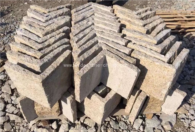 G682 Sunset Gold, Rustic Yellow Granite Wall Tiles/Building Stones/Building Ornaments/Wall Facades/Wall Bricks/Stone Wall Corners