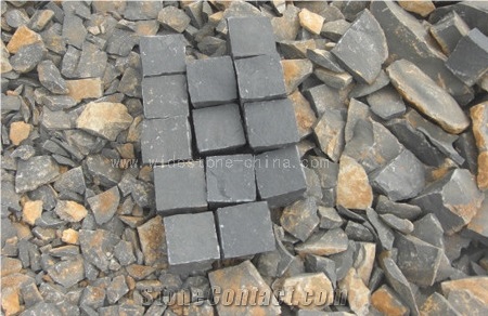 Zhangpu Black Basalt 8*8*8cm Paving Stone, Natural Black Cube Stone, Black Paving Sets