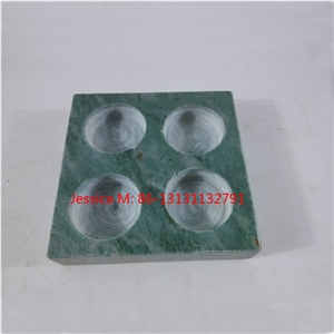 4 Holes Square Green Marble Candle Holders