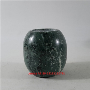 Ball Shape Green Marble Stone T-Light Candle Holder
