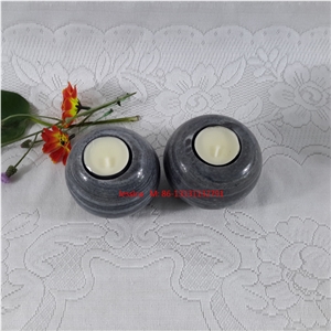 Ball Shape Grey Marble Candle Holders