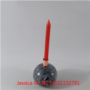 Ball Shape Marble Stone Candle Holder with Golden Pipes Ball Shape Marble Stone Candle Holder with Golden Pipes