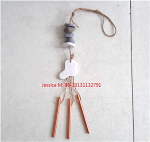 Bird Design Wind Chimes with Natural Beach Stones Bird Design Wind Chimes with Natural Beach Stones