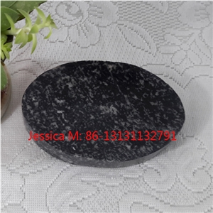 Black Grantie with White Strips Oval Shape Stone Soap Dish /Black Granite Stone Soap Holder