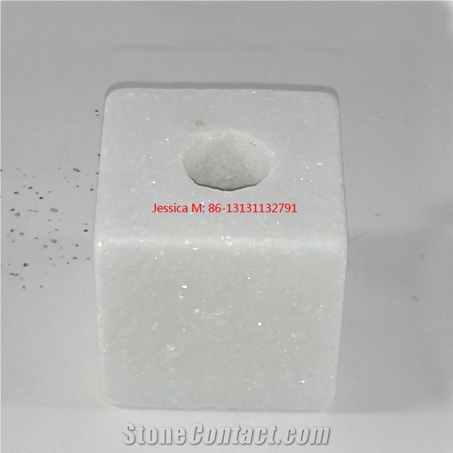 Cubic Candle Holders, White Marble Candle Holders