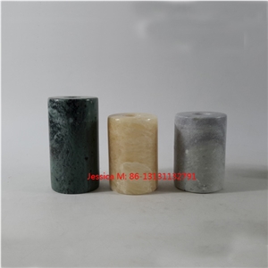 Cylinder Shape Green Marble Tealight Candle Holders / Yellow Jade Cylinder Shape Tealight Candle Holders /Grey Marble Stone Cylinder Shape Candle Holders