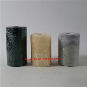 Cylinder Shape Green Marble Tealight Candle Holders / Yellow Jade Cylinder Shape Tealight Candle Holders /Grey Marble Stone Cylinder Shape Candle Holders