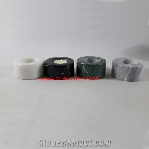 Cylinder Shape White Marble Candle Holder / Cylinder Shape Green Marble Candle Holders /Cylinder Shape Green Marble Candle Holders /Cylinder Shape Grey Marble Candle Holders