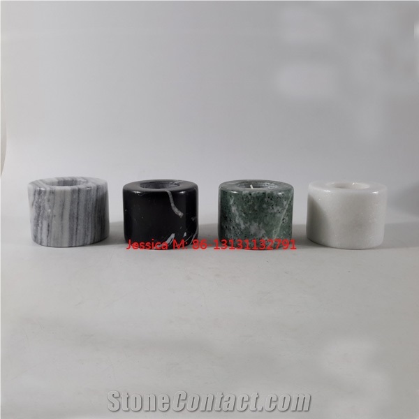 Cylinder Shape White Marble Candle Holder / Cylinder Shape Green Marble Candle Holders /Cylinder Shape Green Marble Candle Holders /Cylinder Shape Grey Marble Candle Holders