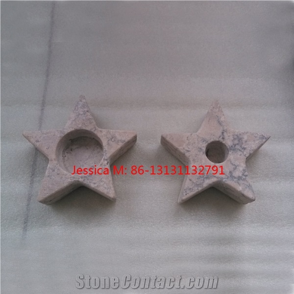 Five Star Shape Travertine Candle Holders