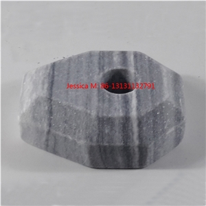 Flat Grey Marble Candle Holders