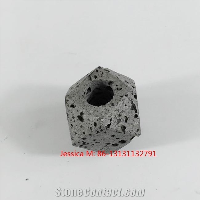 Geometric Lava Stone Candle Holders