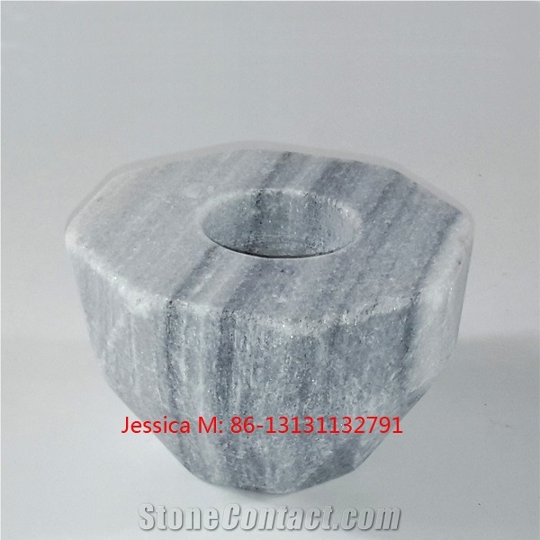 Grey Marble Geometric Candle Holders