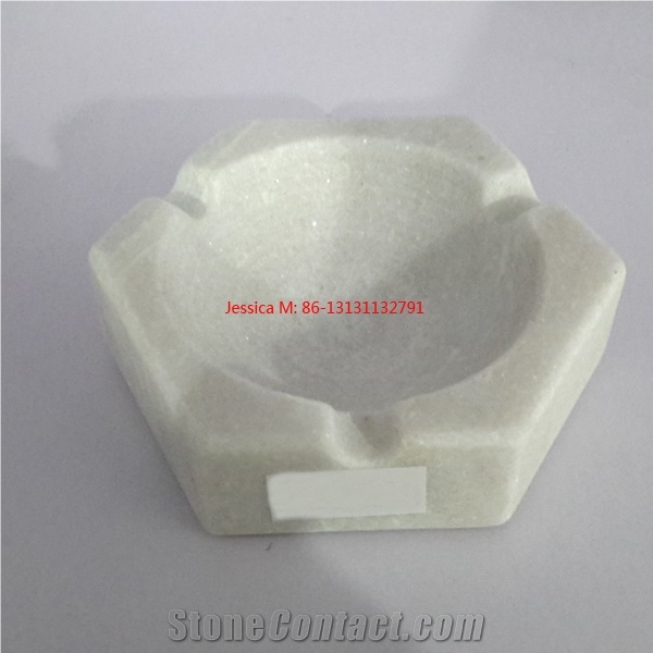 Hexagonal Shape White Marble Ashtrays