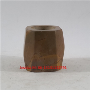 Irregular Pillar Yellow Marble Candle Holders Irregular Pillar Yellow Marble Candle Holders