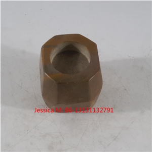 Irregular Pillar Yellow Marble Candle Holders