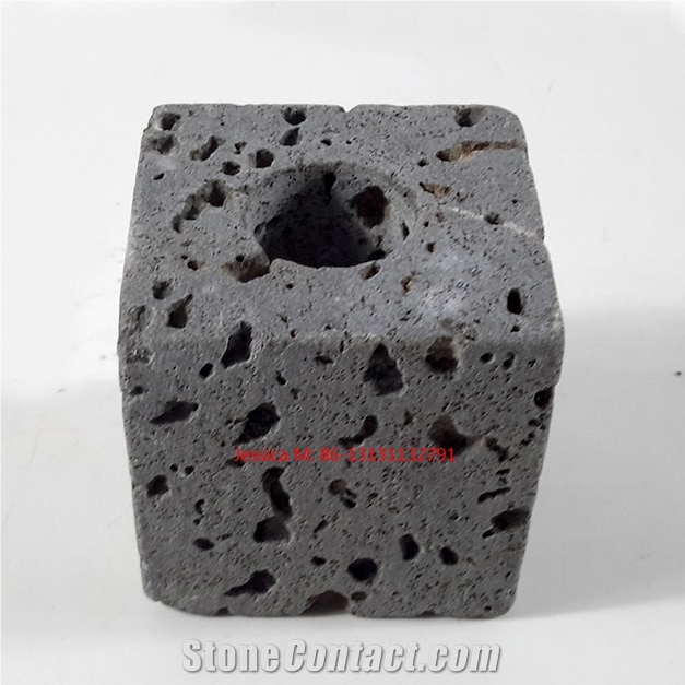 Lava Rock Cubic Candle Holders