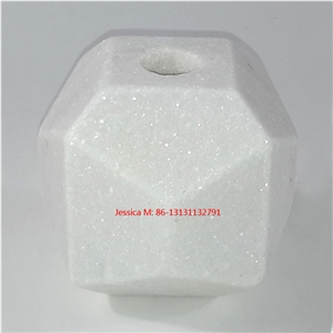 Marble Candle Holder Holders Solid Geometric White Solid