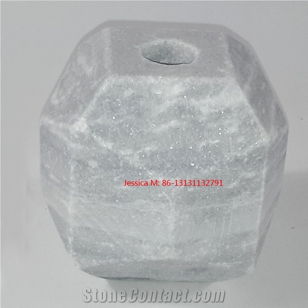 Marble Candle Holder Holders Solid Geometric White Solid