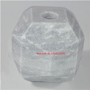 Marble Candle Holder Holders Solid Geometric White Solid