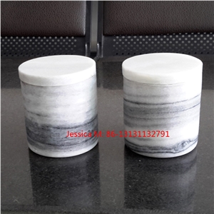 Marble Salt Box /Stone Salt Box /White Marble Swivel Top Salt Box