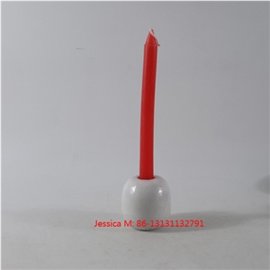 Mini Ball Shape White Marble Stone Candlestick Holders