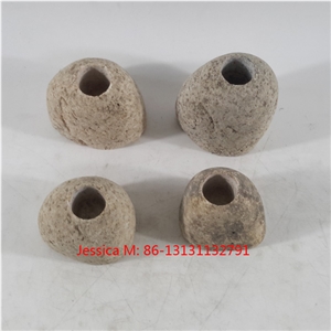Natural River Rock Candle Holders