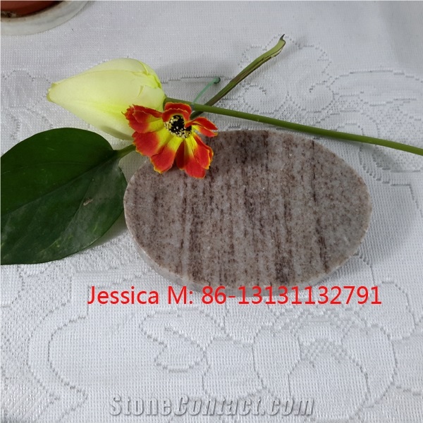 Oval Shape Brown Marble Soap Dish