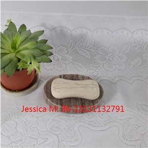 Oval Shape Brown Marble Soap Dish