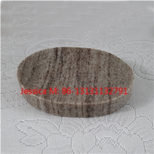 Oval Shape Brown Marble Soap Dish