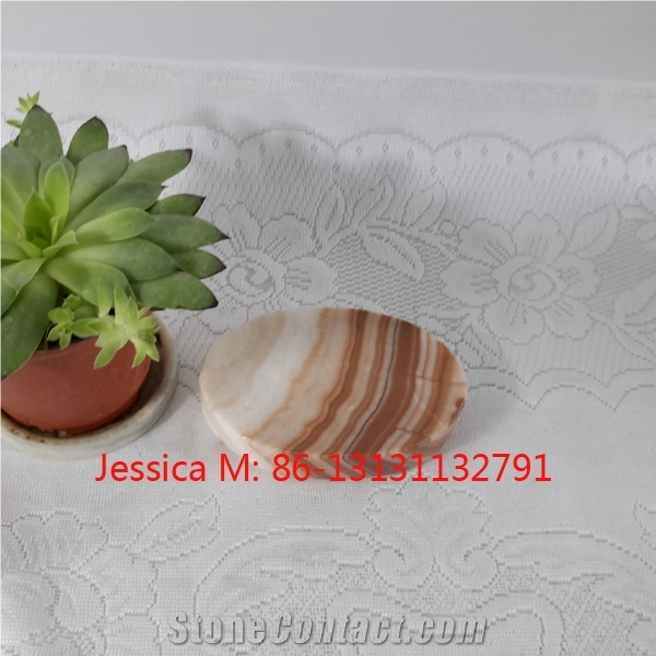 Oval Shape Brown Marble Soap Dish