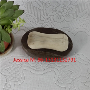 Oval Shape Brown with White Veins Soap Dish /Oval Shape Brown with White Lines Soap Holder
