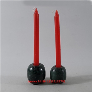 Oval Shape Green Marble Stone Candle Holder