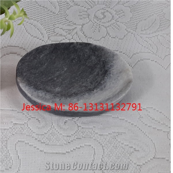 Oval Shape Grey Marble Soap Dish /Oval Shape Grey Marble Soap Holder