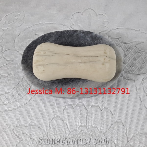 Oval Shape Grey Marble Soap Dish /Oval Shape Grey Marble Soap Holder
