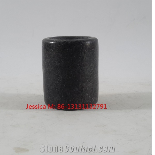 Pillar Shape Black Marble Candle Holder