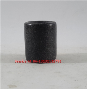 Pillar Shape Black Marble Candle Holder
