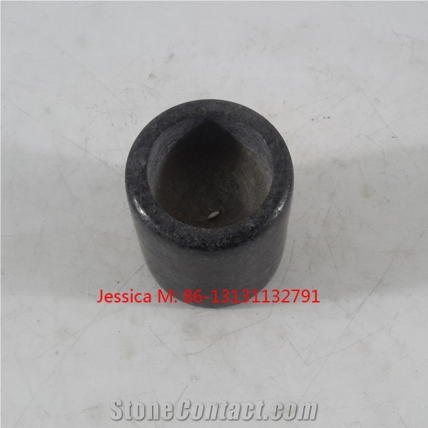 Pillar Shape Black Marble Candle Holder