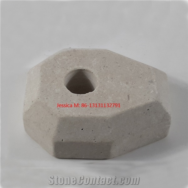 Polished Travertine Candlesticks