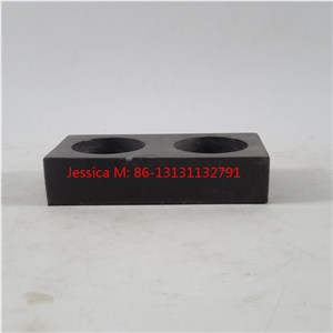 Rectangle Shape Black Marble Candle Holder with 2 Holes