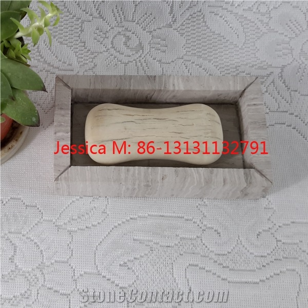 Rectangular Wood Effect Dipped Stone Soap Dish / Rectangular Wood Effect Dipped Soap Holder /Dipped Marble Stone Bar Soap Dish Holder
