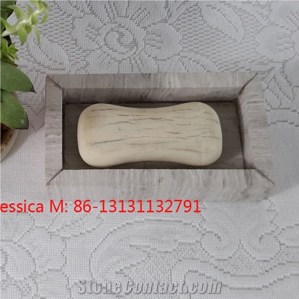Rectangular Wood Effect Dipped Stone Soap Dish / Rectangular Wood Effect Dipped Soap Holder /Dipped Marble Stone Bar Soap Dish Holder